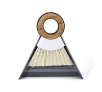 Full Circle Tiny Team Mini Brush and Dustpan Set White/Grey FC14608W, Bamboo, 16.5 x 3.5 x 18 cm