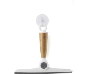 Full Circle Wipe Out Pivoting Squeegee, White, 24 x 4 x 29.5 cm | Durable bamboo handle plus a hanging hook & suction cup for easy, convenient storage.
