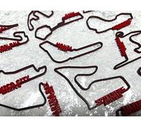 FULL COLLECTION OF 23/24 CIRCUITS Formula 1 Circuit Wall Art -Grand Prix Race Track Sculpture-Motorsport Gift-UK-Monza-Abu Dhabi (2026 - NEW edition - Red/Black (names attached))