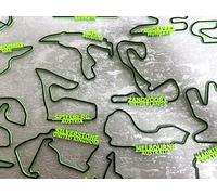 FULL COLLECTION OF 23/24 CIRCUITS Formula 1 Circuit Wall Art -Grand Prix Race Track Sculpture-Motorsport Gift-UK-Monza-Abu Dhabi (2026 - NEW edition - Lime Green/Black (names attached))