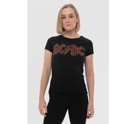AC/DC T Shirt Full Colour Diamante Logo Official Womens Skinny Fit Black L