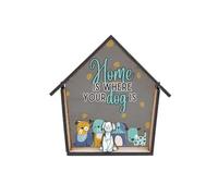 Full Colour 'Home is Where Your Dog is' - Perfect for Mum and Dad, & Dog Owners - Cute Plywood Dog House Ornament & Bespoke Metal Dog Figurine