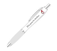 Full Colour Printed Christmas Gnome Icon Pen With Personalised Text For Festive Gifts With A Clear Colour Grip.