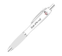 Full Colour Printed Christmas Snowman Icon Pen With Personalised Text For Festive Gifts With A Clear Colour Grip.