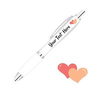 Full Colour Printed Personalised Wedding Pens *Qty - 50* - Clear Pen Grips *Hearts Design*