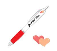 Full Colour Printed Personalised Wedding Pens *Qty - 60* - RED Pen Grips *Hearts Design*