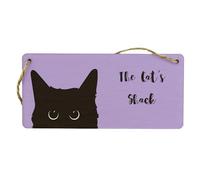 Full Colour Wooden Hanging Sign Reads The Cat's Shack - Funny Cat Lover Sign for Home Decor