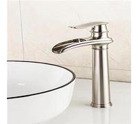 Full Copper Black Ancient Waterfall Faucet hot and Cold Table Upper and Lower Basin Vintage Faucet Nordic Style Basin, Brushed high with hot and Cold Pipes