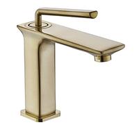 Full Copper countertop Basin washbasin Faucet Bathroom Black Brushed Gold Long Mouth high Extended Faucet, Brushed Gold Low Model