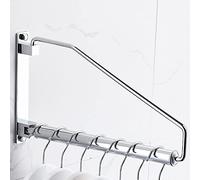 Full Copper Gold Drying Rack Nordic Style Invisible Folding Rotating Clothes Rod Towel Rack Can Be Punch-Free, Silver