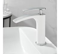 Full Copper Gold Household Waterfall Toilet Cabinet washbasin wash countertop Basin hot and Cold Faucet, White Chrome Dwarf Model