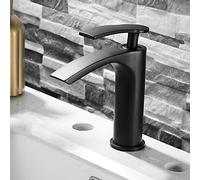 Full Copper Gold Household Waterfall Toilet Cabinet washbasin wash countertop Basin hot and Cold Faucet, Black Dwarf Version