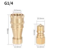 Full Copper Hydraulic Quick Connector Kit with Double Self-Locking Mechanism for High-Pressure Water Pipes, G 1/4 Thread, Yellow