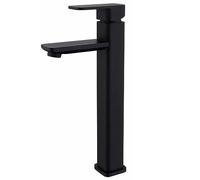 Full Copper Raised Basin Faucet Brushed Gold Matte Black hot and Cold Water Sink Bathroom Faucet Square, b Model Raised Black