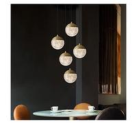 Full Copper Small Duplex Building Living Room Chandelier Nordic High Empty Villa Staircase Long Chandelier for The Kitchen Modern LED Chandelier (5head45cm Threecolor)