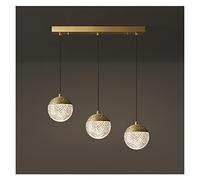 Full Copper Small Duplex Building Living Room Chandelier Nordic High Empty Villa Staircase Long Chandelier for The Kitchen Modern LED Chandelier (3headlong46cm Threecolor)
