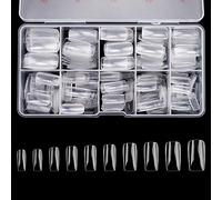 Full Cover Acrylic False Nail Tips, 500 Pieces Fake Nail Tips, 10 Sizes, with Case for Nail Art Salons and DIY (Clear)