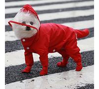 Full Cover Dog Raincoat One-Piece Waterproofdog Rainboot Clothes for Small Costume Puppy Jumpsuit Pet Raining Coat(Red,M)