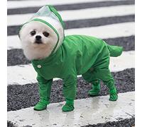 Full Cover Dog Raincoat One-Piece Waterproofdog Rainboot Clothes for Small Costume Puppy Jumpsuit Pet Raining Coat(Green,S)
