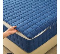 Full Cover Quilted Mattress Protector Zipped Mattress Topper Single/Double/King 135x190/200 Fitted Sheet Noiseless Breathable 6 Sided Zipper Closure Full Encasement Covers Washable(135X190+40cm,E)