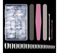 Full Cover Soft Gel Nail Tips - 450PCS Clear Acrylic Nails Extension Tips, Short Nail Tips for Gel Extensions, 15 Sizes of Trapezoid Gel x Nail Tips with Nail File,Cuticle Pusher and Fork