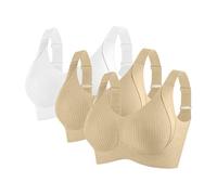 Full Coverage Bra Soft Cup for Senior Front Closure Breathable Seniors Wirefree Bras Older Women Seamless Comfortable (P, XXXXXL)