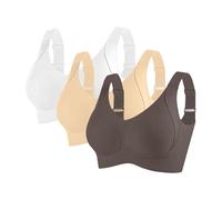 Full Coverage Bra Soft Cup for Senior Front Closure Breathable Seniors Wirefree Bras Older Women Seamless Comfortable (E, XXL)
