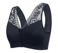 Full Coverage Bra Soft Cup The Elderly Mother Vest Type Air Button Before Summer is Thin with Big Yards and Comfortable Underwear Seamless Breathable (Black, M)