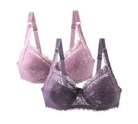 Full Coverage Bra Soft Cup Women's Casual Fashion Large Size Thin Sponge Underwear Sexy Lace 2PC Seamless Comfortable Breathable (P, 110C)