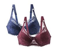 Full Coverage Bra Soft Cup Women's Casual Fashion Large Size Thin Sponge Underwear Sexy Lace 2PC Seamless Comfortable Breathable (J, 75D)