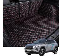 Full Coverage Car Boot Liner Mat for Hyundai TUCSON NX4 Petrol N Line 2021 2022 2023 2024 2025 2026, Leather Rear Trunk Protector Mats Cargo Storage Interior Accessories,B-Black-Red