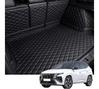Full Coverage Car Rear Boot Leather-Mat for Hyundai TUCSON NX4 Hybrid N Line 2021 2022 2023 2024 2025, Cargo Tray Liners Anti-Scratch Anti-Slip Carpets, Trunk Pad,All-black