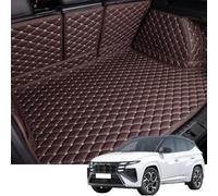 Full Coverage Car Rear Boot Leather-Mat for Hyundai TUCSON NX4 Hybrid N Line 2021 2022 2023 2024 2025, Cargo Tray Liners Anti-Scratch Anti-Slip Carpets, Trunk Pad, Coffee