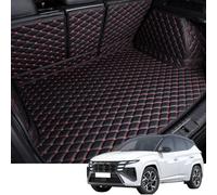 Full Coverage Car Rear Boot Leather-Mat for Hyundai TUCSON NX4 Hybrid N Line 2021 2022 2023 2024 2025, Cargo Tray Liners Anti-Scratch Anti-Slip Carpets, Trunk Pad, Black+Red
