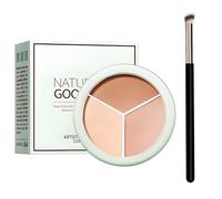 Full Coverage Concealer Palette with Precision Concealer Brush - 3 Colour Cream Makeup for Brightening, Dark Circles, Acne Marks & Shadows, Hydrating Matte Finish