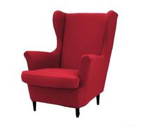 Full coverage elastic wingback chair cover with strong bottom straps to a perfect fit on various chair types including club and bucket chairs (red)