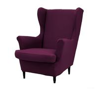 Full coverage elastic wingback chair cover with strong bottom straps to a perfect fit on various chair types including club and bucket chairs (red bean paste)