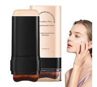 Full Coverage Foundation Stick with Built-in Brush - Natural Matte Finish Concealer Cream for Nose Cheeks Forehead Chin & Collarbone - Lightweight Moisturising Brightening Makeup for Smooth