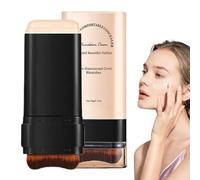 Full Coverage Foundation Stick with Built-in Brush - Natural Matte Finish Concealer Cream for Nose Cheeks Forehead Chin & Collarbone - Lightweight Moisturising Brightening Makeup for Smooth
