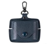 Full-Coverage- Leather Case for Sony WF-1000XM6, Shock-Absorbing Earphone Cover with Carabiner Clip, Khaki (Dark Blue)