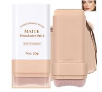 Full Coverage Matte Foundation Stick - Waterproof Nature Shade with Built-In Brush, Lightweight Cream Concealer & Skin Tint, Long-Lasting Natural Matte Makeup for Mature Skin(#2 Nature)