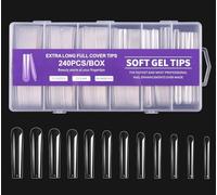 Full Coverage Nail Tips - Tapered Square Nail Tips 240PCS Xxl Nail Tips Acrylic Nail Fake Nail Tips Boxed 12 Sizes Suitable for Nail Salon and DIY Nail Art. (changniu)