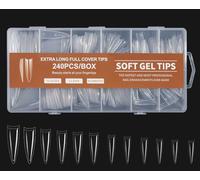 Full Coverage Nail Tips - Tapered Square Nail Tips 240PCS Xxl Nail Tips Acrylic Nail Fake Nail Tips Boxed 12 Sizes Suitable for Nail Salon and DIY Nail Art (Pointed Toe French, One size)