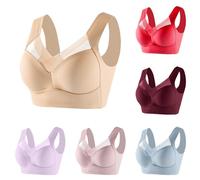 Full Coverage Non Padded Wireless Lace Minimizer Bra Women's Plus Size Underwear Comfort and Double Support for Large Bust No Underwire Seamless Everyday Bra Basic Undershirt Beige