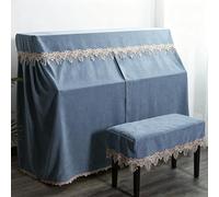 Full Coverage Upright Piano Cover, Breathable & Washable, Scratch-Proof Protection for Performances, Restaurant Decor - Vertical Style,Blue,Extra Large Double Stool Set