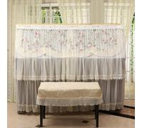 Full Coverage Upright Piano Cover with Lace Edge, Universal Waterproof Dust Proof Protector, Soft Fabric and Lightweight Thickened for Home- Color 4||Single Stool 56cm*36cm