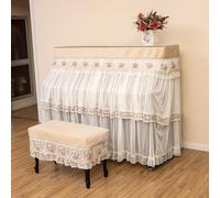 Full Coverage Upright Piano Cover with Lace Edge, Universal Waterproof Dust Proof Protector, Soft Fabric and Lightweight Thickened for Home-Color 1||Plan 152 * 35 * 125cm