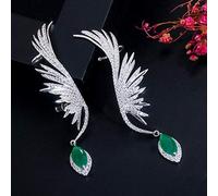 Full Cubic Zirconia Pave Big Long Drop Wing Ear Cuff Earrings For Women