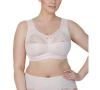 Full Cup Bra, Soft Minimiser, Without Underwire, with Lace, Large Sizes, Wide Straps, Laminated Cotton, Soft, Stable Support, Large Breasts, Comfortable for Everyday Use, cream-coloured, 44 C