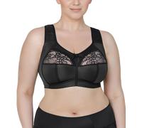 Full Cup Bra, Soft Minimiser, Without Underwire, with Lace, Large Sizes, Wide Straps, Laminated Cotton, Soft, Stable Support, Large Breasts, Comfortable for Everyday Use, black, 50 DD